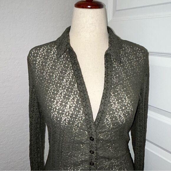 New, Natural Life Button Down Long Sleeve Lace Blouse Shirt Top - Picture 2 of 12
